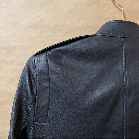 Theory | Bavewick Lamb Leather Stretch Crop Moto Jacket Black Size XS (Size P) - Picture 12 of 15